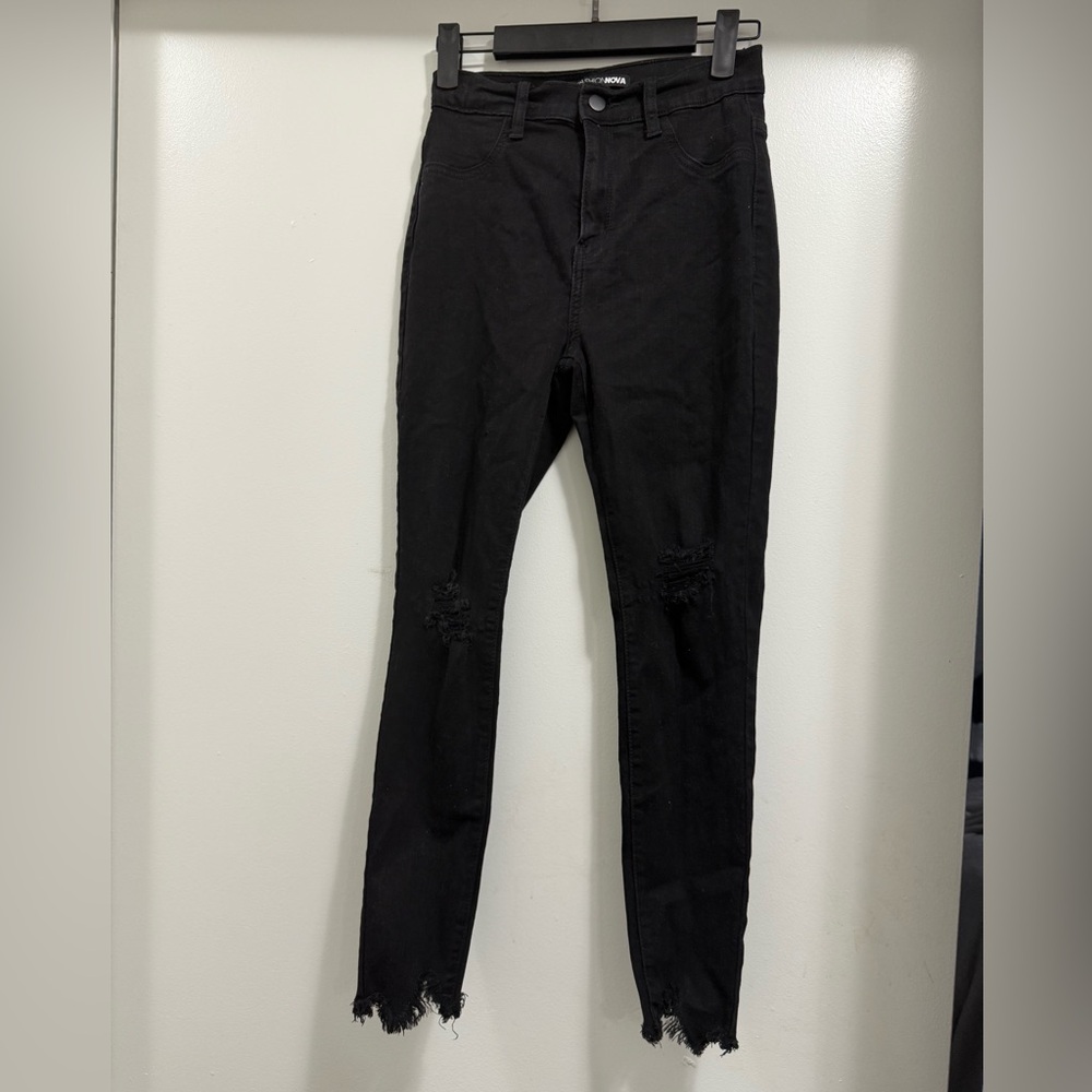 Fashion Nova Distressed Black Skinny Jeans